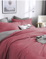 OOYYO Tek Kişilik Ranforce Çift Taraflı Nevresim Takımı - Lastikli Çarşaflı Gülkurusu-Gri